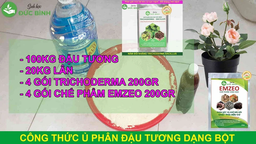 cách ủ đậu tương với trichoderma làm phân bón đậu tương khô. Siêu phân bón đậu tương bón gốc,...webp