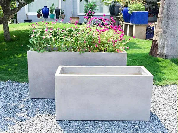 Chậu cây chữ nhật xi măng đá mài