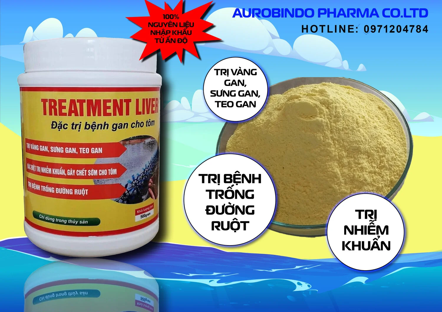 Thuốc thủy sản kháng sinh trịnh bênh Gan trên tôm cá