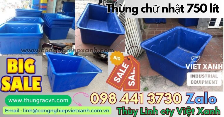 Thùng chữ nhật 750 lít