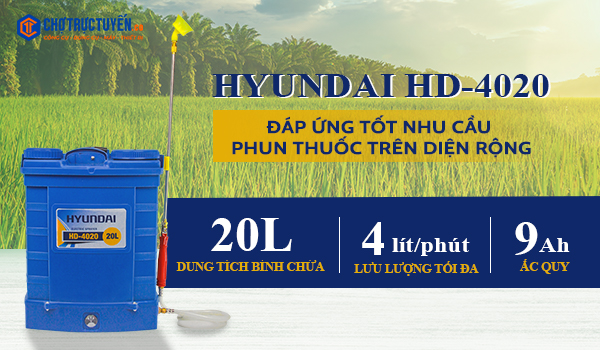 Bình xịt điện , Bình xịt điện HYUNDAI HD-4020 (20L) máy phun thuốc trừ sâu bằng điện ắc quy -chotructuyen.co